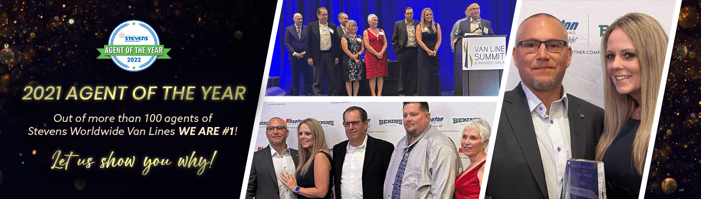 2021 Agent of the year. Photos of Yolo Transfer Moving and Storage receiving the Stevens Worldwide Van Lines Agent of the Year Award